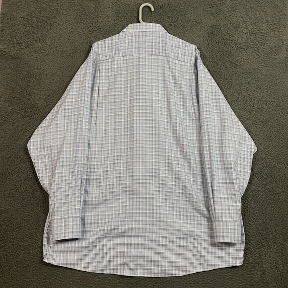 Eton Dress Shirt Mens 19.5 Blue Houndstooth Classic Fit Spread Collar Button Up - Picture 7 of 12